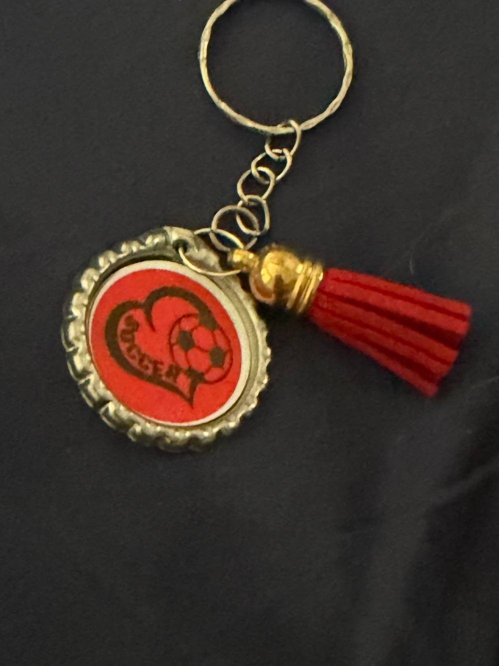 Red Heart Tassel Keychain Charm